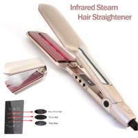 Infrared Flat Iron Ceramic Hair Straightener Curler Professional Straightening Iron with Steam Salon Infrared Straightener