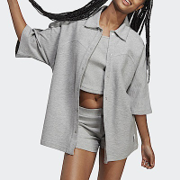 Adidas W LNG LW Shirt [HZ4396] 女 短袖 襯衫 亞洲版 休閒 寬鬆 毛巾布 舒適 穿搭 灰