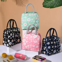 Insulated Lunch Bag Fresh Little Daisy Print Portable Box Multifunctional Insulation Bag Outdoor Cold Pack Bento Bag for Women