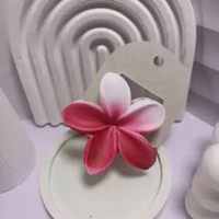 Jepit Rambut Standard Gradasi Doff dengan Desain Bunga Plumeria Warna Merah Muda untuk Tampilan Cant