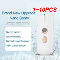1~10PCS 12ml Portable Mini Face Spray Nano Mist Sprayer USB Anti-aging Wrinkle Cooling Mist Humidifier Hydrating Skin Care