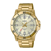 【CASIO 卡西歐】金屬指針錶 50米防水 日期顯示 不鏽鋼錶帶(MTP-VD01G-9E)