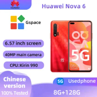 HUAWEI Nova 6 5g Smartphone CPU Kirin 990 6.57 Inch SuperCharge 40W 4200mAh Mobile Phones 40MP Camera Original Used Phone