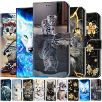 For Google Pixel 8 Pro Case Cat Tiger Animal Painted Phone Case for Funda Google Pixel8 Pixel 7A 7 Pro 8Pro Flip Cover Case Etui