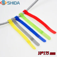 100 PCS 10*175mm P Type Magic Fastener Tapes Nylon Cable Ties Hook and Loop Straps for Laptop PC TV Wire Management
