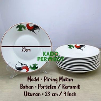 Piring Keramik Motif - Piring Makan Ayam Jago - Piring Makan Keramik - Piring Keramik Cantik 9Inch 1