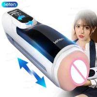 Leten A380IV Stepless Speed Control Male Masturbator Cup Automatic Piston Hip Swing Real Vagina Heating Voice Sex Toys For Men