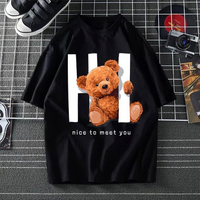 Hi teddy bear S-XXL tshirt woman T shirt Women Men T Shirt shirt female T-shirt Korean style Cotton 