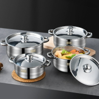 不銹鋼廚具鍋多件套 湯鍋組合八件套鍋具烹飪鍋