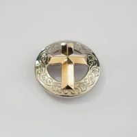 (KB601) 10pc 1-1/8'' Western Christian Cross Button Saddlery Belt Button Gold+silver