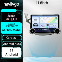 naviivgo unit Android 15 2 din untuk Honda Jazz (2008/2013), skrin 11.5 inci 2K QLED, 8-inti, 4G, me