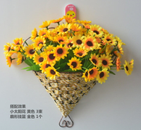 田園壁掛花鉆石玫瑰仿真花藝假花套裝花籃裝飾歐式客廳墻壁擺件花