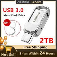 Lenovo 2 In 1 Type C USB Flash Drive สำหรับศัพท์มือถือ Rotatable Memory Stick 128GB 256GB 512GB 1TB 2TB ไดรฟ์ปากกาสำหรับ Ps5