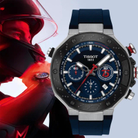 【TISSOT 天梭 官方授權】MOTOGP 75周年2024限量三眼計時機械錶-45mm 禮物 送禮 推薦(T1414272704100)
