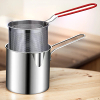 Deep Frying Pot with Strainer Stainless Steel Tempura Fryer Pan Deep Fryer Pot