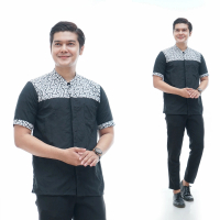 KOKO KURTA KOMBINASI BATIK / KOKO PRIA DEWASA / KOKO PRIA LENGAN PENDEK / KOKO KURTA/ Baju KOKO LENG