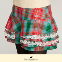 【Scottish House】 蕾絲裝飾 雙層荷葉 格子 蛋糕 短褲 (CFT12213)