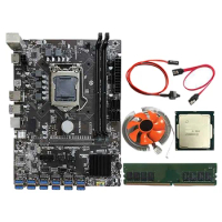 B250C BTC Mining Motherboard with G3930/G3900 CPU+8G DDR4 RAM+Fan+Switch Cable+SATA Cable 12 USB3.0 Slot LGA1151 SATA3.0