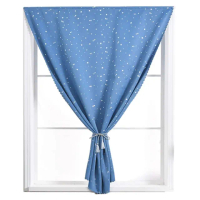 【PLUSIEURS】天藍星星黏貼遮光窗簾(加長 寬130*高180公分)