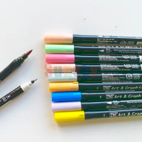 Kuretake ART GRAPHIC TWIN Watercolor Dual Tip Marker for Illustration and Design,Soft Brush Tip for Smooth Ink Flow,Vivid Color