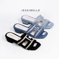 Jessibelle - Irene Sandal Heels Denim Hak 3 cm 37 Biru Muda