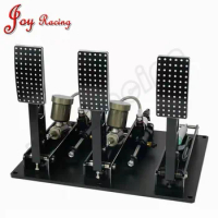 Racing 3 pedal Floor Mounted CNC Billet Master cylinder Electric sensors of Clutch Brake Pedal Box kit with tanks adjuster cable