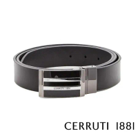 【Cerruti 1881】限量3折 義大利頂級小牛皮皮帶 全新專櫃展示品(黑色 CECU03599M)