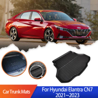 Car Trunk Mats For Hyundai Elantra Avante i30 Sedan CN7 2021 2022 2023 Anti-Slip Rear Boot Cargo Liner Covers Auto Accessories