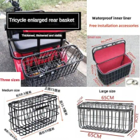 Motorcycle Electric Bike Rear Storage Basket Elderly People's Transportation Tricycle Rear Basket with Waterproof Inner Liner