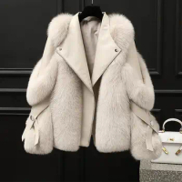 2023 Winter New Full Skin Fox Fur Grass Short Coat Haining High Imitation Fur Fur Integrated Young Coat for Women