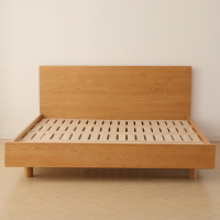 【免運】可開發票 北歐櫻桃木懸浮床全實木雙單人床現代簡約床日式原木小戶型床主臥