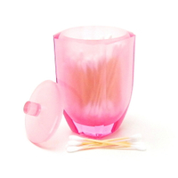 霧面壓克力棉花棒收納罐(小)-粉色 #2116