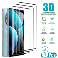 3Pcs 3D Curved Tempered Glass For Vivo X100 Pro X100Pro vi vo X 100 100X Clear Protective Film Full Protection Screen Protector
