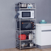 304不銹鋼廚房置物架微波爐架落地式多層放鍋架子烤箱貨架收納櫃