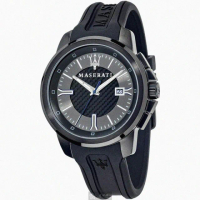 【MASERATI 瑪莎拉蒂】MASERATI手錶型號R8851123004(黑色錶面黑錶殼深黑色矽膠錶帶款)