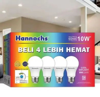 Lampu LED Hannochs Sonic Paket Hemat isi 4 Bohlam | Cahaya Putih CDL | 6W 10W 13W | SNI Original Ter