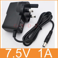 500PCS High quality AC 100V-240V Converter Switching power adapter DC 7.5V 1A 1000mA Supply UK Plug DC 5.5mm x 2.1mm
