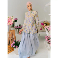 Harper Poplin Skirt - Stone Blue