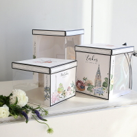 加高半透明生日蛋糕盒6/8/10寸蛋糕盒子包裝盒家用網紅烘焙方形盒