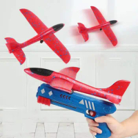 Kids Toys EPP Foam Plane 10M Launcher Catapult Airplane Gun Toy For Kids Catapult Guns Aircraft Shooting Game Toy Accessories