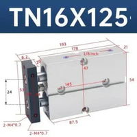 Cylinder pneumatic TN16 Twin Rod Pneumatik Angin Air Silinder Double Stroke TN 16 - TN 16x10 TN 16x1
