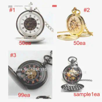 200pcs/lot Polished Case High Quality Mechanical Pocket Watch Flip Pocket Watch wholesale