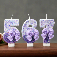 Handmade Creative Birthday Bow Candle Digital Cake Birthday Decoration Cute Independent Girl Light P