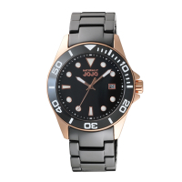 NATURALLY JOJO 都會時尚陶瓷腕錶-玫瑰金X黑-JO96983-88R-39mm