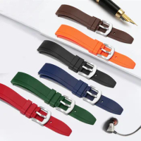 Fluororubber Watchband Black Red Yellow Blue Wristband Replacement Belt For Tissot R-elox O-mega Men's Watch Chain 20 22 24mm