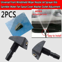2Pcs Car Universal Front Windshield Wiper Nozzle Jet Sprayer Kits Sprinkler Water Fan Spout Cover Washer Outlet Adjustment