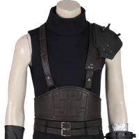 High Quality Final Fantasy Cloud Strife Cosplay Costume Accessory Adult Men Shirt Shoulder Armor Brown Belt Harness