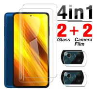 4in1 Protective Glass For Xiaomi poco X3 NFC Camera Screen Protector For Poco M4 Pro X F M 3 GT M3 Pro 4pro F3 5G Tempered Glass