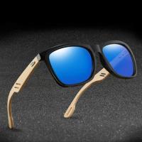 Square Bamboo Wood Polarized Sun Glasses Polarized Mirror Sunglasses Custom Made Myopia Minus Prescription Lens -1 To -6