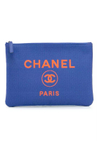 Chanel 二手香奈兒中型斜紋軟呢 Deauville O 型手拿包